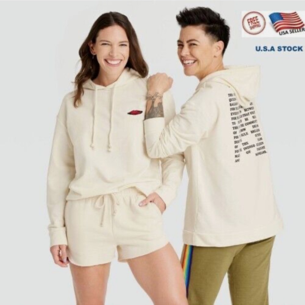 Nwt Pride Adult Blu Poem Hoodie - Cream
